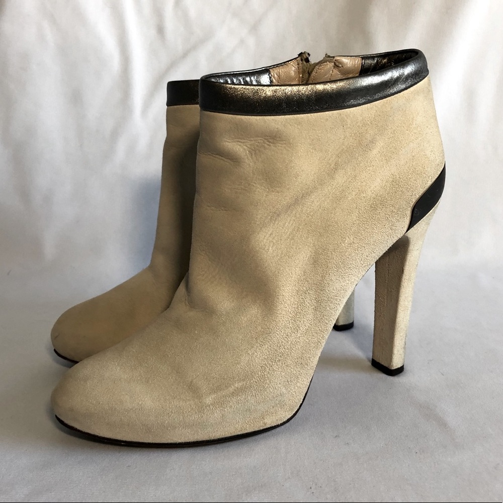 FENDI Cream Suede Ankle Boots
